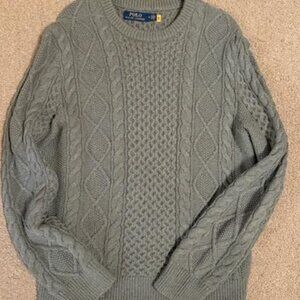 Ralph Lauren Cable Knit Olive Green Sweater-Size M